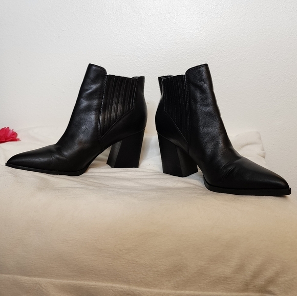 Marc Fisher Womens Ellard Pointy Toe Boots Ankle Booties Classic Leather Black - Picture 9 of 14